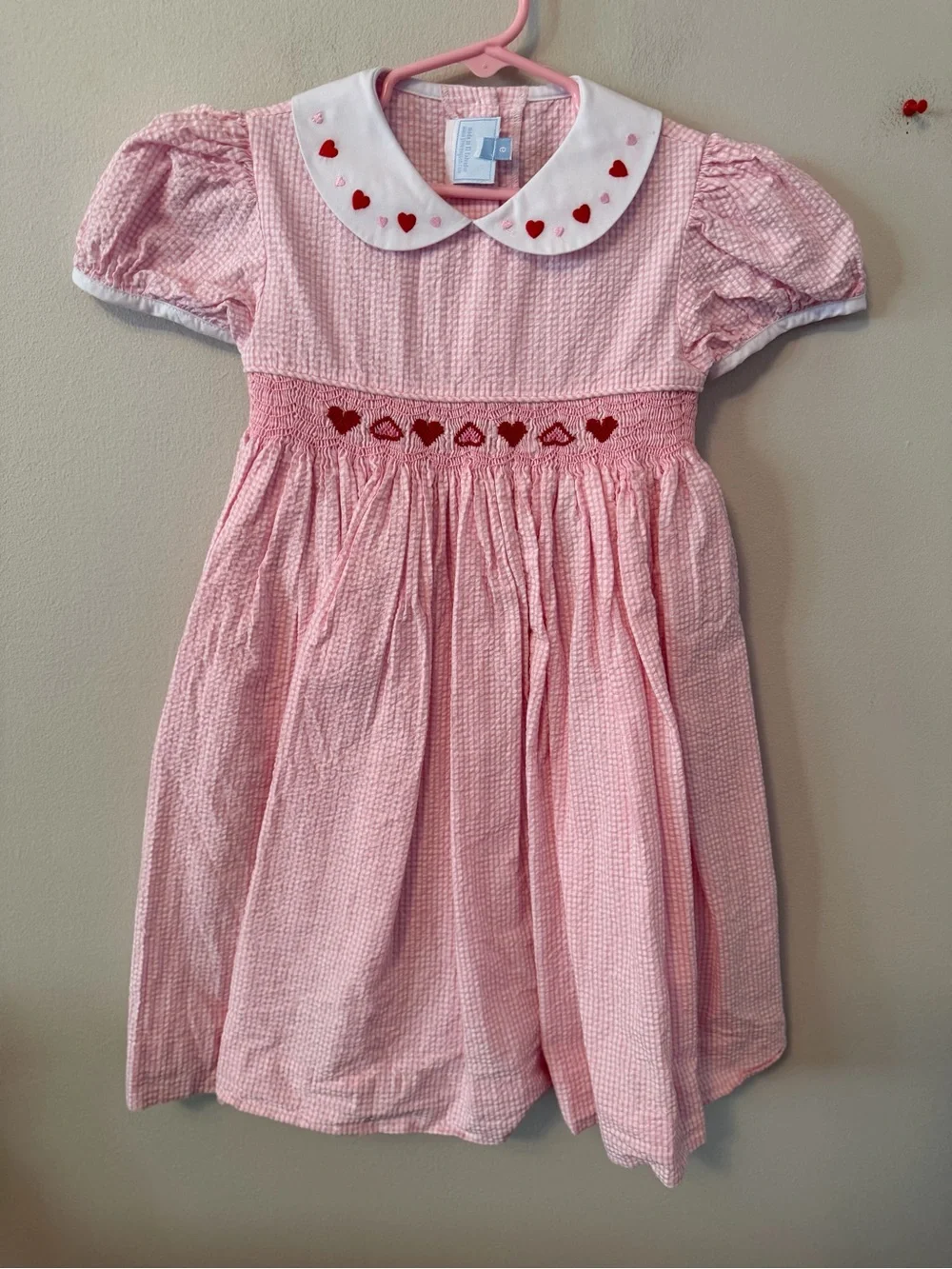 Little English Pink Heart Smocked Dress